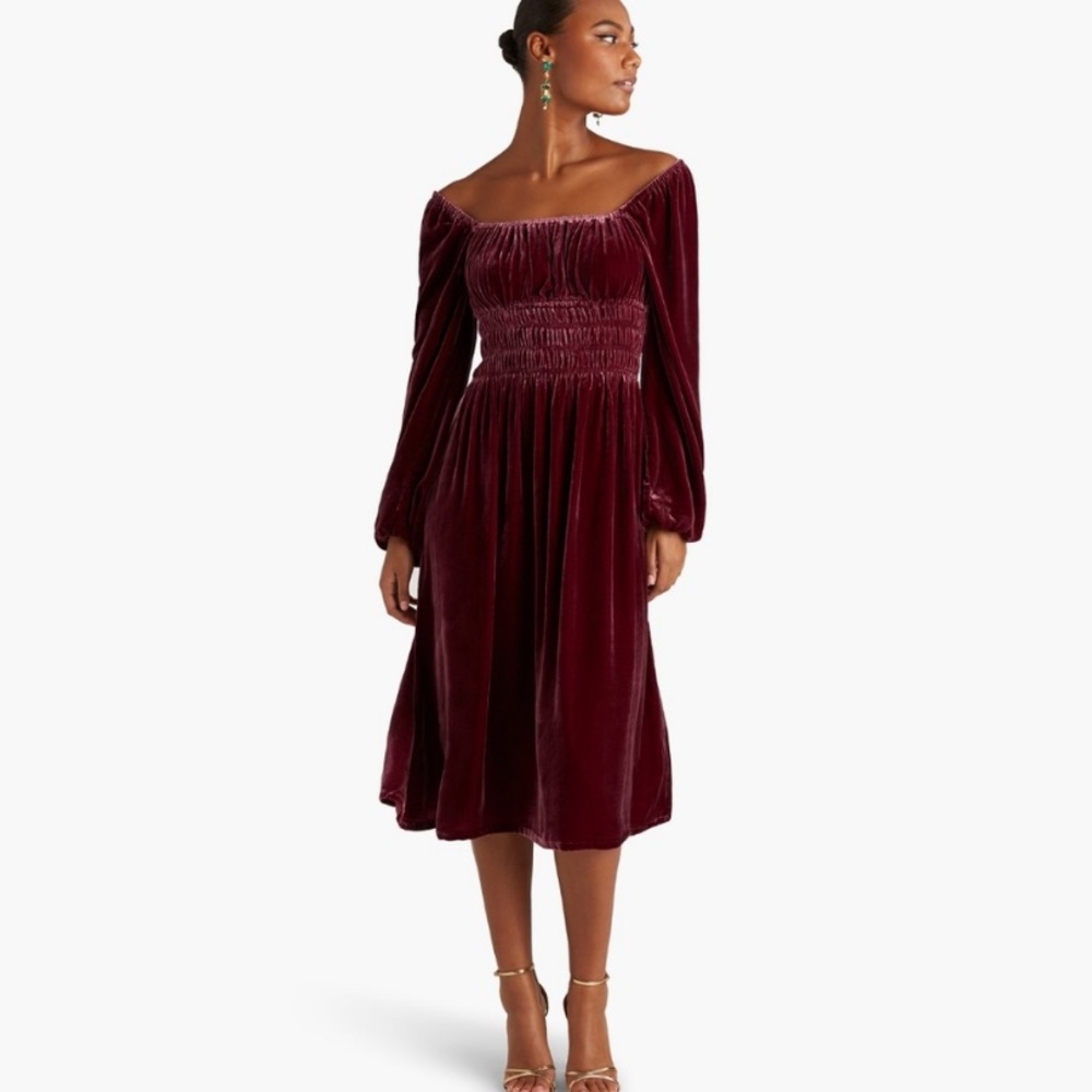 NWT Hill House Jasmine Burgundy Velvet Dress in XS